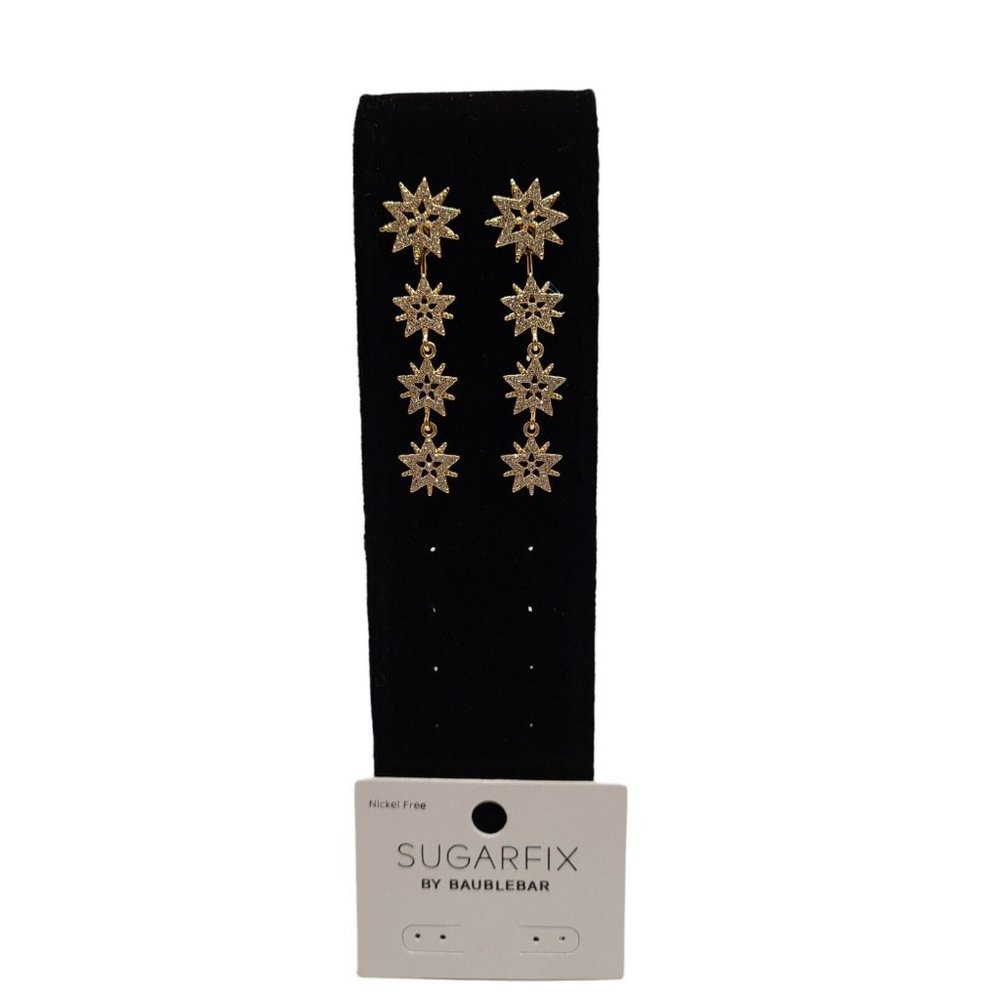 SUGARFIX By Baublebar Gold Starburst Convertible Drop Earrings Glass Sto… - Picture 5 of 5